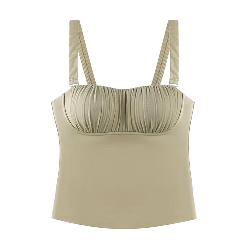 MiiOW Women's Spaghetti Strap Tank Top Summer [Ice Silk Cool Feel with Chest Pads Inner Wear] Beautiful Back Design Can Be Worn As Outerwear Undershirt to Conceal Side Boob