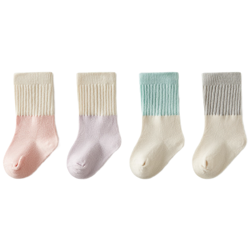 Beitaisi Baby Socks Spring And Autumn Style Newborn Infant Seamless Mid-Calf Socks for Boys And Girls Children Breathable Insulated Socks