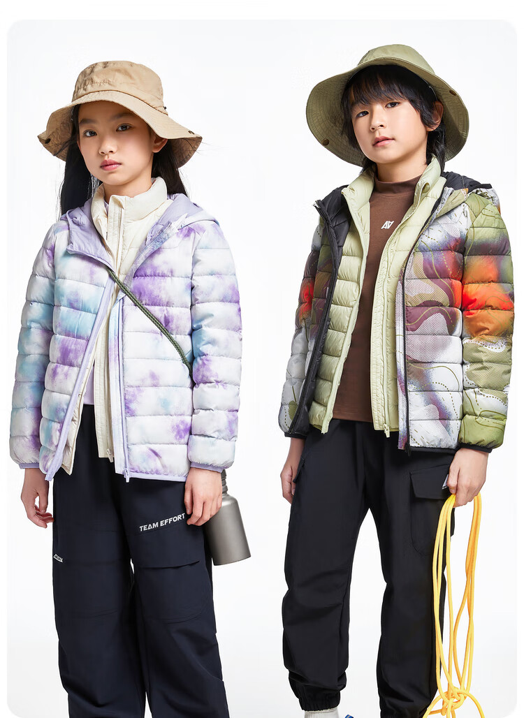 Annil Children's Clothing, Boys And Girls Lightweight down Jacket, 2024 Winter New Style Triple Protection Warm Coat, Black Floral Pattern, Size 170 3
