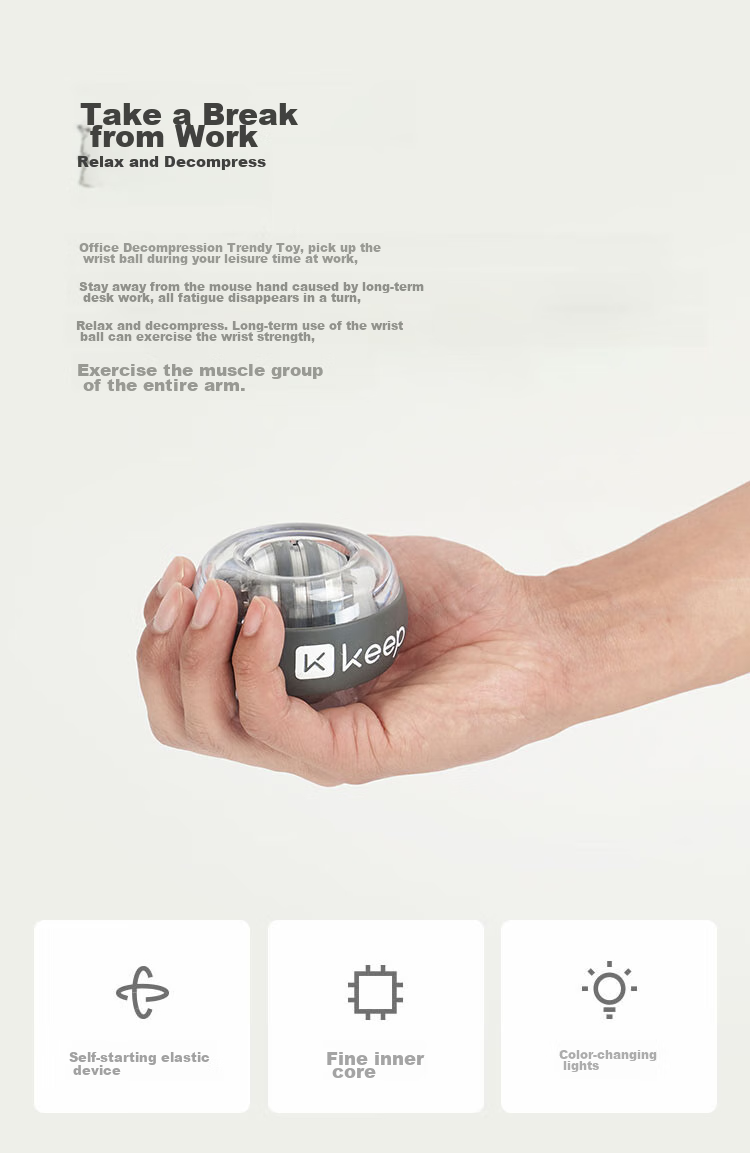 Keep Arm Strength Ball, Stress Relief Training, Arm Strength Device, Grip Ball, Variable Speed Colorful Lights, Centrifugal Spinner, Metal, Dark Gray 4