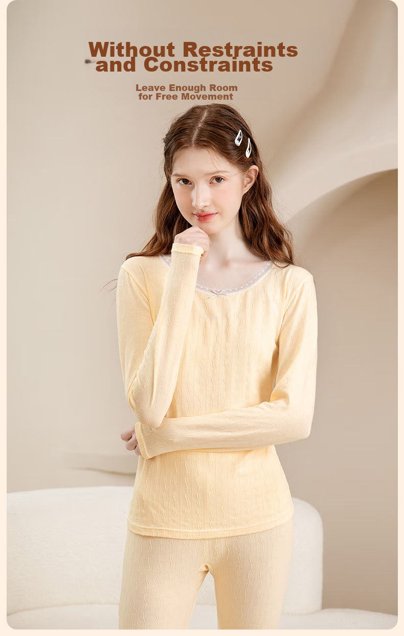 Fenteng Women's Thermal Underwear Set [Moisturizing Plant Coconut Oil] 10A Antibacterial 2025 New Autumn Long Johns Set 8