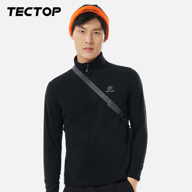 TECTOP Fleece Jacket, Warm Fleece Half-Zip Cardigan, 033 Men's Black, 2XL