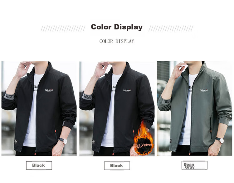 TUCANO Jacket Men's Coat Autumn Winter Men's Clothing Men's Wear Business Casual Stand-Up Collar Top Clothing Black XL 10