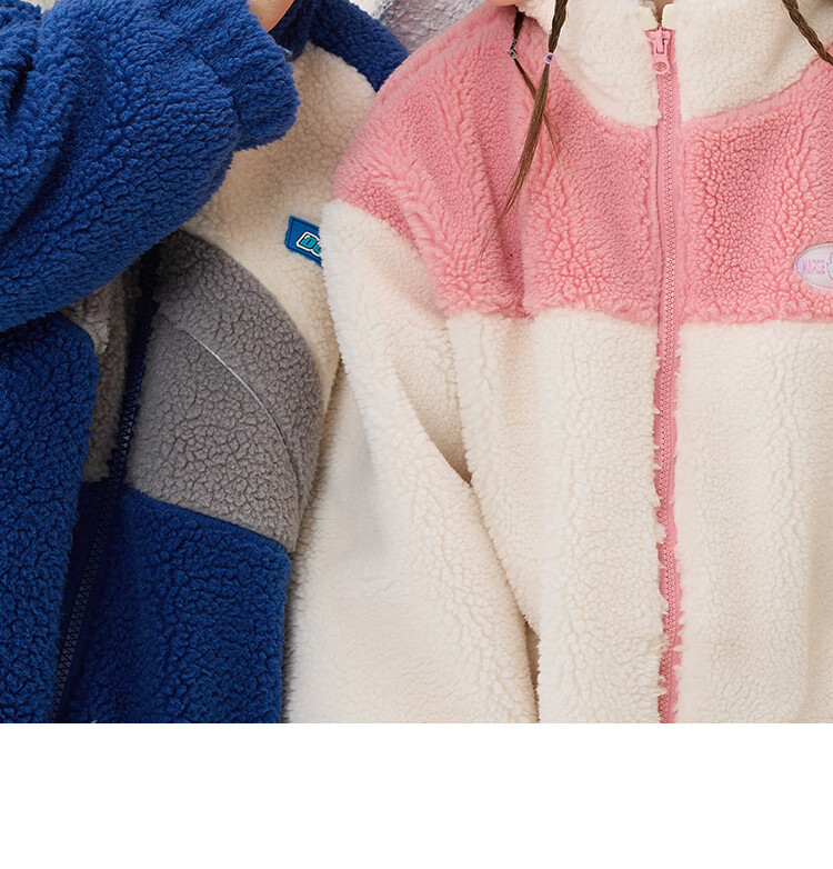 Disney Kids Girls Faux Lamb Wool Stand Collar Colorblock Warm Jacket Winter 2023 DB341IE06 Pink White Size 120 2