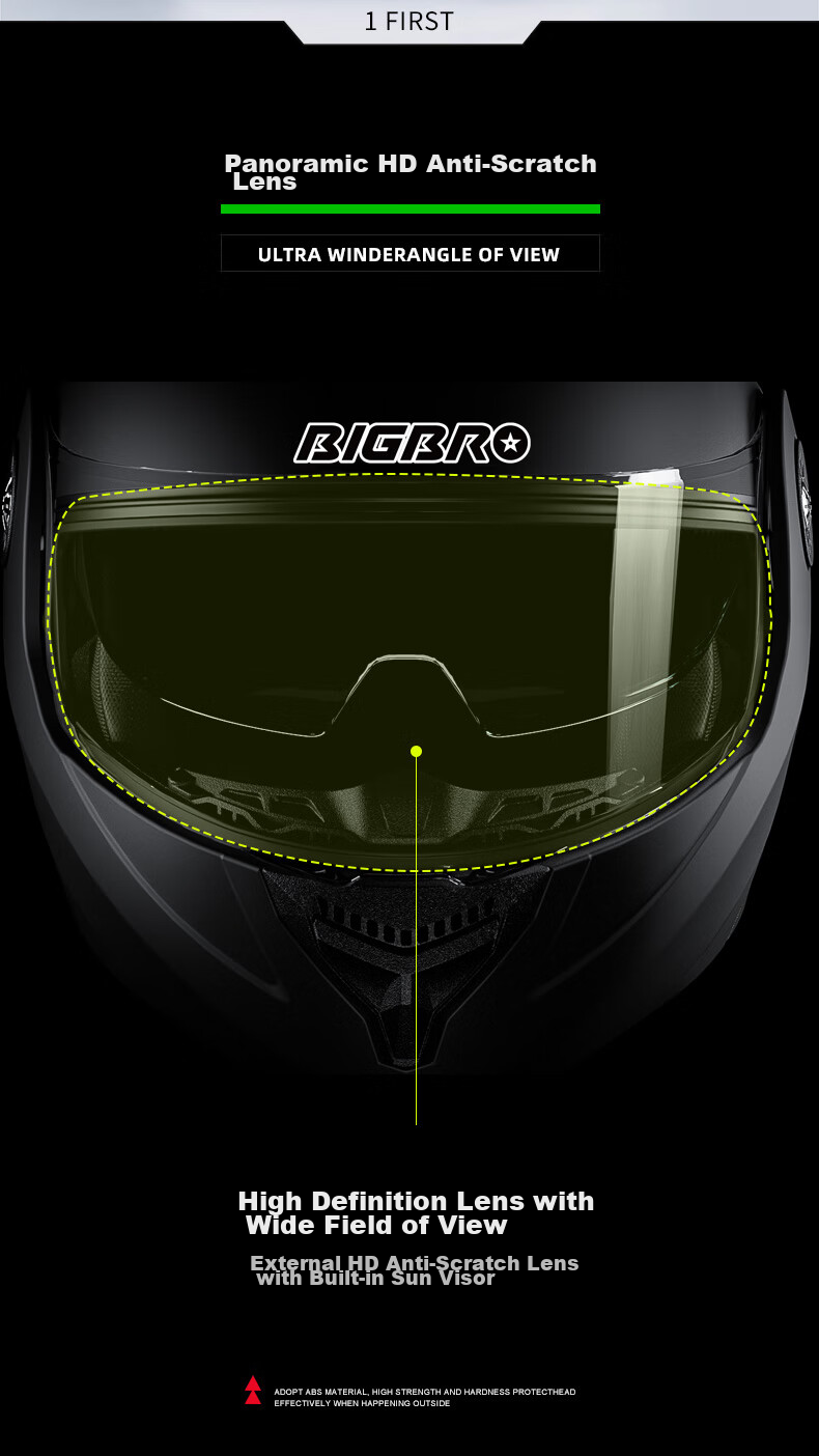 BIGBRO KY-268 Dual-Lens Electric Scooter Helmet, 3C Certified Flip-Up Helmet, Unisex for All Seasons, Lightweight And Breathable, Glossy Black, One Size Fits All 5