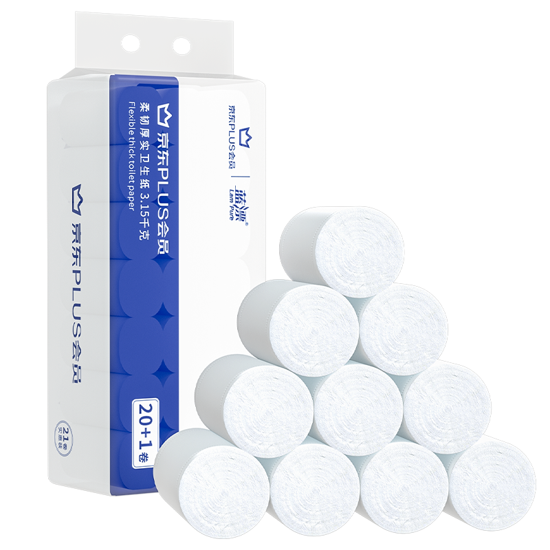 Lam Pure XPLUS Member Co-Branded Edition, 6-Ply 150g*21 Rolls, Total 3.15kg Coreless Toilet Paper, Flat Roll Tissue Paper