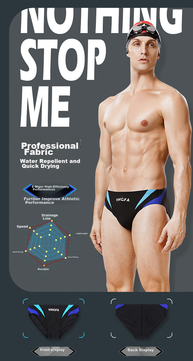 YINGFA Triangular Swim Trunks for Men, Adults And Children, Competition Swimming Shorts, Spliced Quick-Dry with Drainage Line Swimming Gear 4