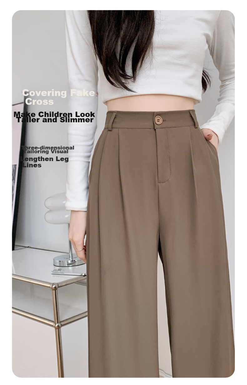 FitonTon Casual Dress Pants for Women, Autumn And Winter Style, 2025 Fashion Versatile Straight-Leg Pants, High-Waisted Draping Slimming Wide-Leg Trousers 5