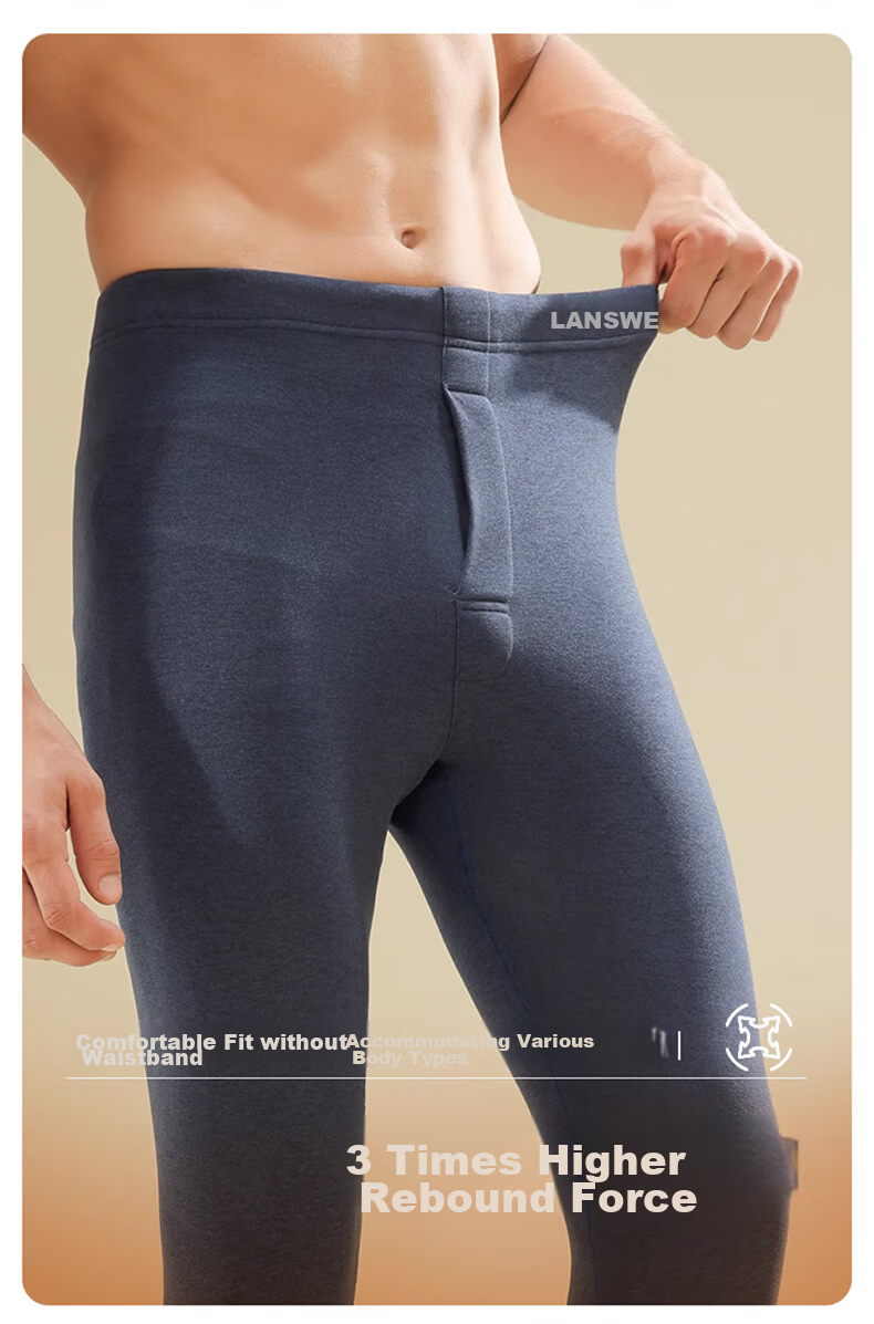 LangSha Men's Thermal Underwear, 2026 Autumn And Winter New Product, Warm Pants, Seamless Wool Silk 7A Antibacterial Base Layer Thin German Wool Pants 13