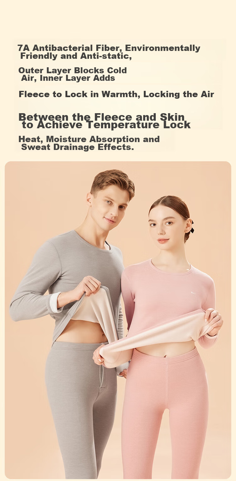 MiiOW [Mutton Protein] Women's Thermal Underwear, Fleece-Lined And Thickened Autumn Top And Bottom Set, Base Layer Underwear for Wome 8