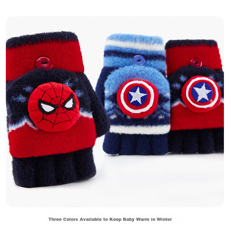 Disney Boys Spider-Man Winter Half-Finger Gloves, Baby Five-Finger Flip-Up Gloves HM70129, Spider-Ma 15