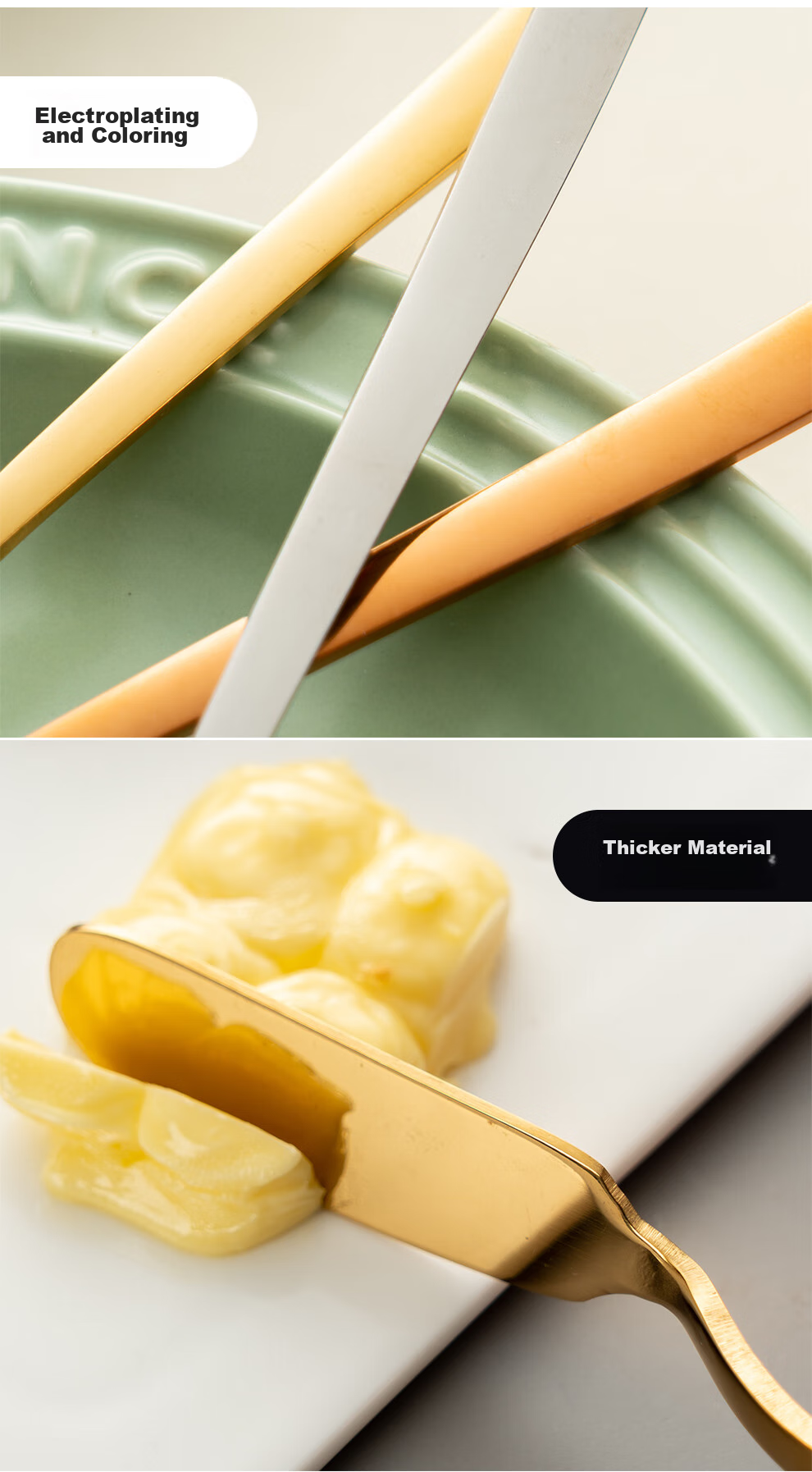 Onlycook Stainless Steel Butter Knife, Jam Spreader, Bread Toast Spreaders, Cheese Knives for Western Cuisine 6