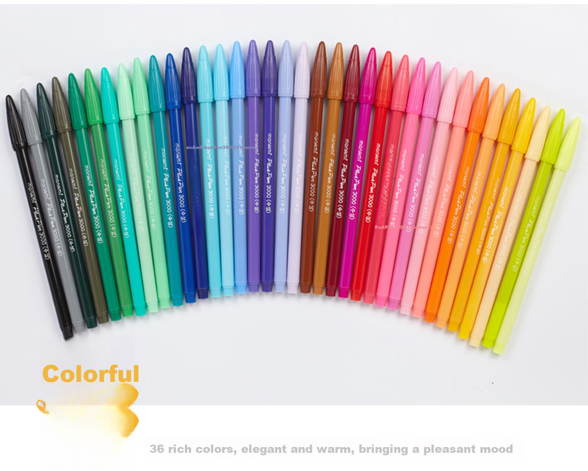 [Back to School Essential] Monami (Monami) New P3000 Fiber Pen, Water-Based Pen, Gel Pen, Outlining Pen, Journaling Pen for Students, Black, 12-Pack, 04008/04009-01 14