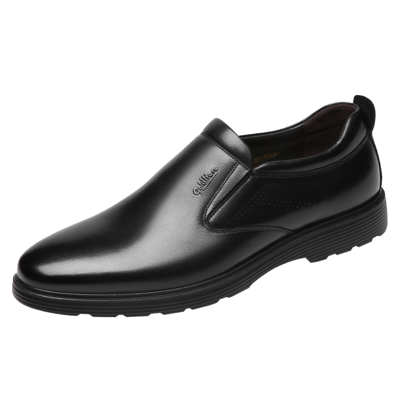 Goldlion Men's Formal Business Casual Shoes, Comfortable Lightweight Breathable Leather Shoes, 50383013301A-Black Size 41