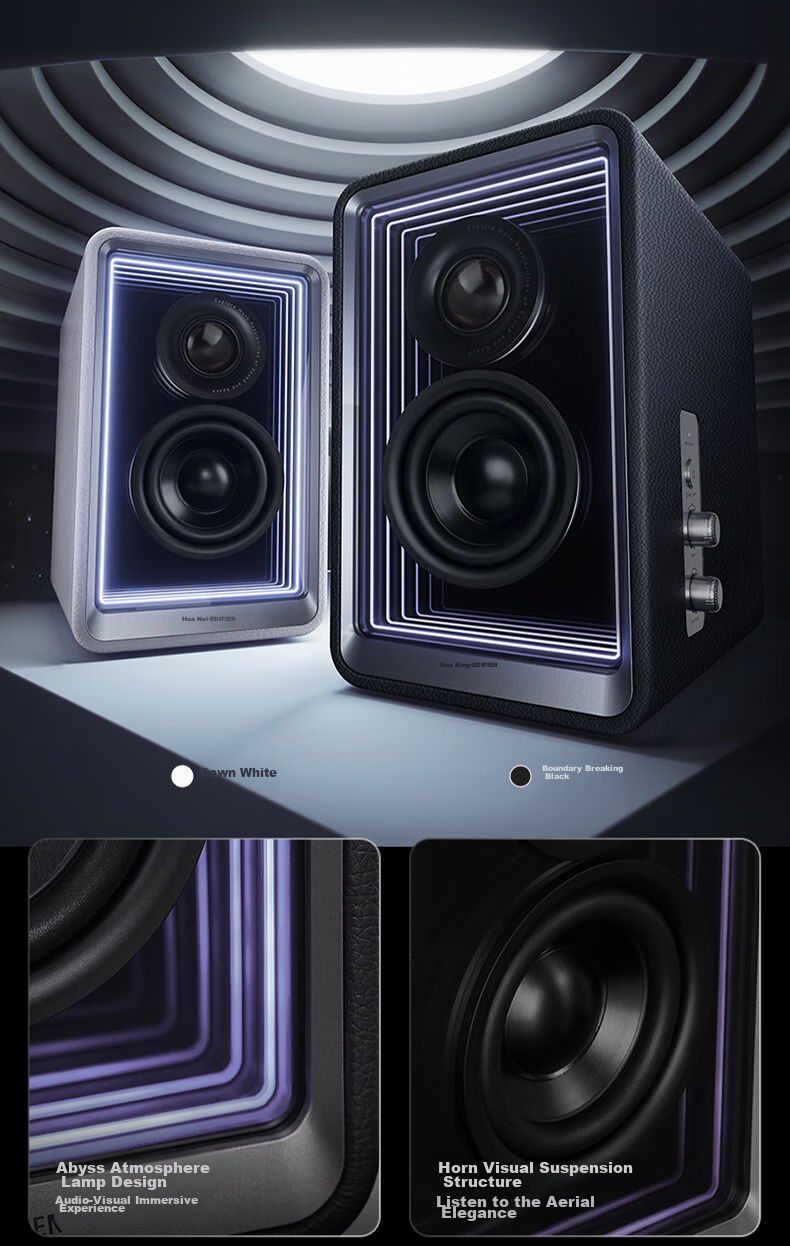 EDIFIER Halo 2.0 Abyss Monitoring Speaker, Bluetooth Computer Speaker, Desktop Speaker, TV Soundbar, Dawn White 6