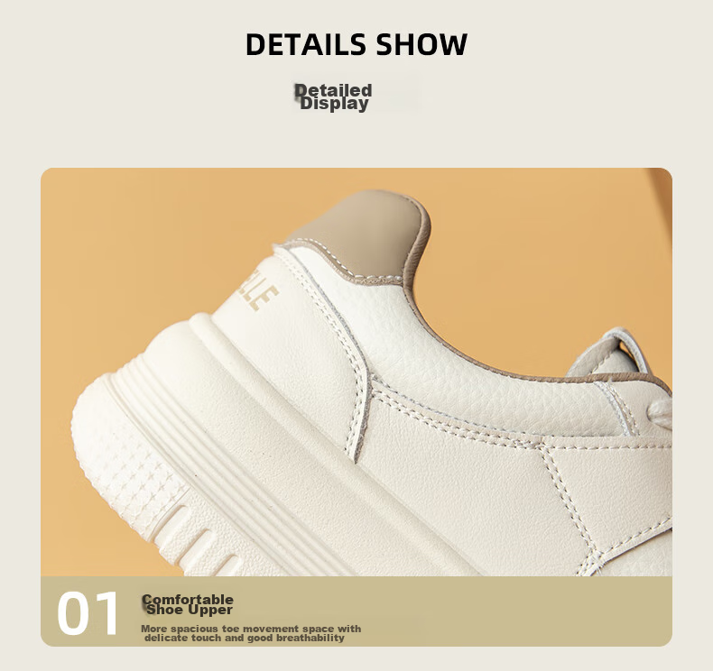 La Chapelle Women's Sneakers, Thick-Soled Versatile White Shoes, Low-Top Casual Sports Shoes for Women-W7059, White And Black, Size 38 4