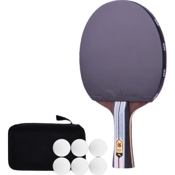 Anta 6-Star Table Tennis Racket (Jingcang Fast Delivery + 6 Balls + Racket Bag) P601 Shakehand Single Racket