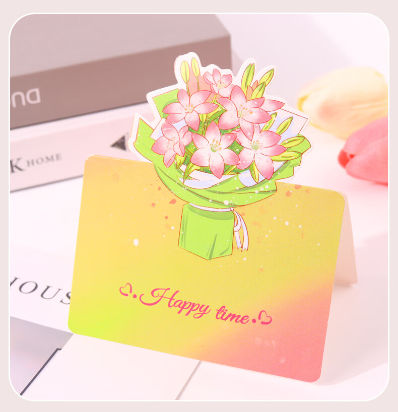 BOJIAO Handwritten 3D Bouquet Greeting Card Creative Small Card for Mother's Day Birthday Valentine's Day Confession Teacher's Day Gift High-End Message Card 11