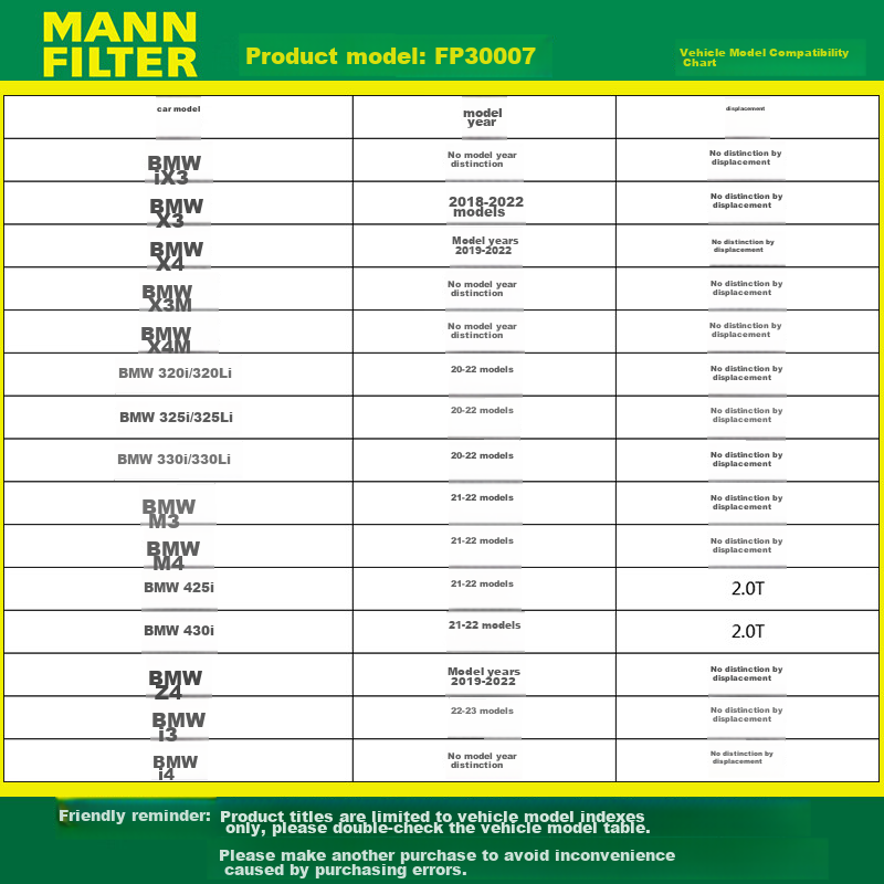 Фильтр кондиционера MANNFILTER