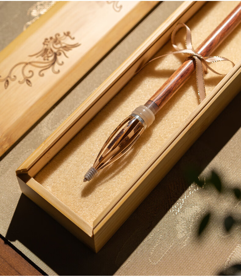 Zhang Xiaofeng Calligraphy Set with High-Quality Mixed Hair And Wolf Hair Brushes, Soft Brush for Running Script, Huanghuali Wood Creative Vintage Gift Brush Box 8