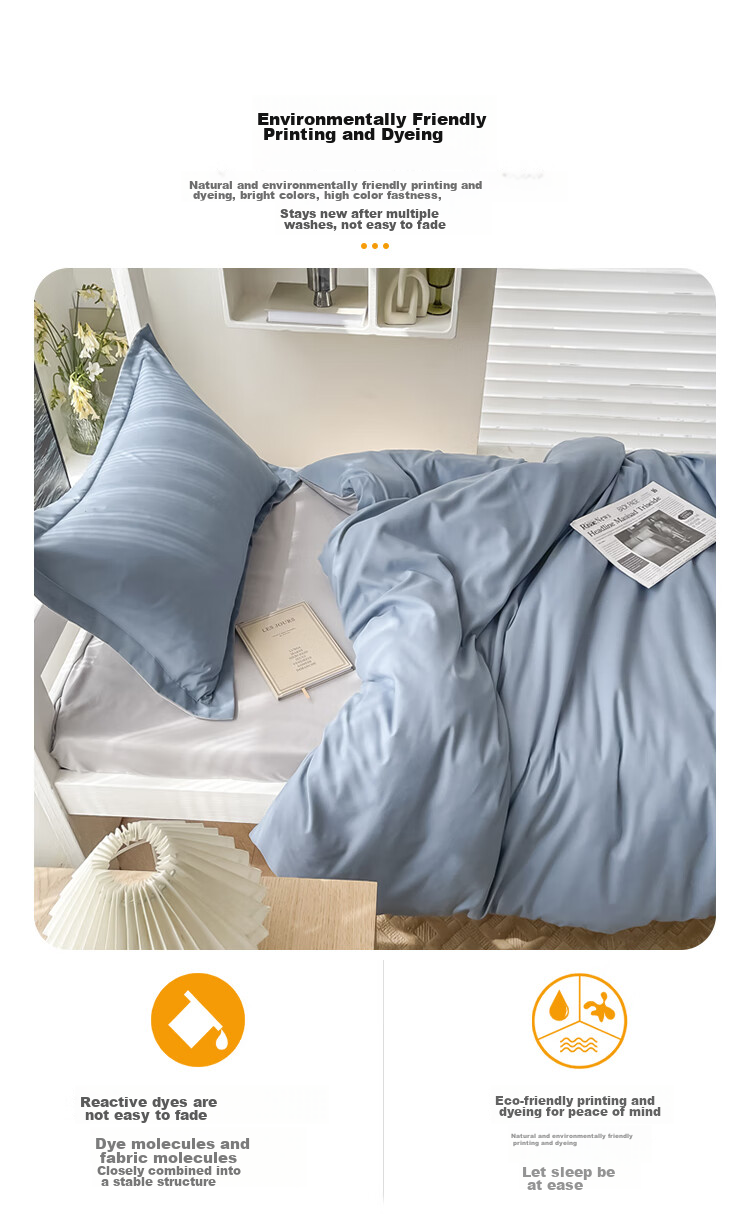 YALU & FREEDOM Bedding Six-Piece Set, Complete Quilt Set for Student Dormitory, Three-Piece Set with Pillow And Duvet, Sky Blue 7
