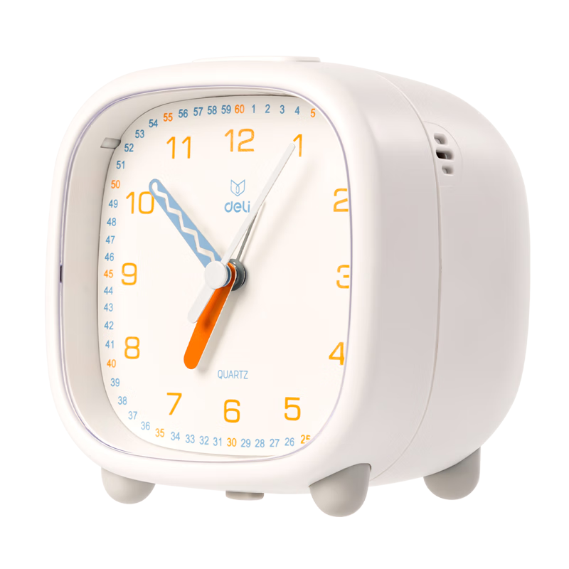 Deli Mini Luminous Analog Alarm Clock for Home Bedroom Lazy Alarm Clock Student Alarm Clock White 8857 Back-To Season New Year Gift