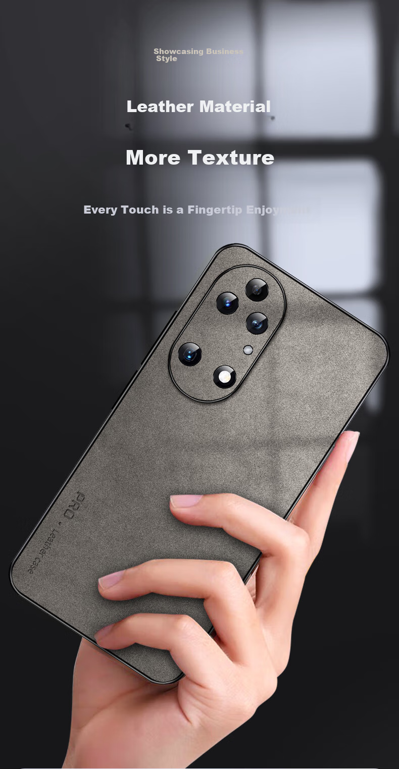 Shangsu Suitable for Huawei P50 Phone Case, Huawei P50E Protective Cover, Shockproof Lens Full Protection Soft Shell, Luxury Lambskin Silicone Outer Case, Simple Women's And Men's Leather Cover, Black 14