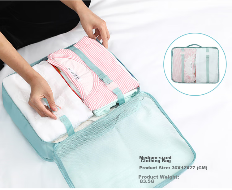 BUBM Travel Storage Bag, Luggage Organizer, Clothes Sorting Pouch, Tourist Clothing Storage, Drawstring Shoe And Underwear Bag, Eight-Piece Set 13