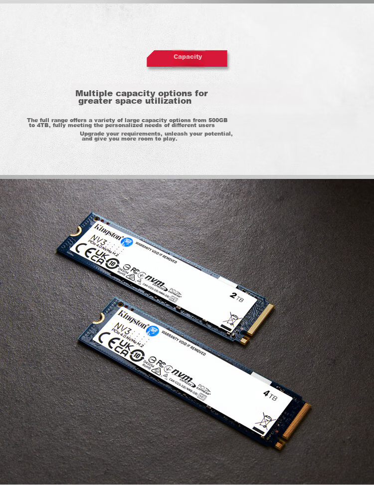 Kingston 2TB SSD M.2 (NVMe PCIe 4.0×4) NV3 Series, Read Speed 6000MB/s, AI Computer Accessory 7