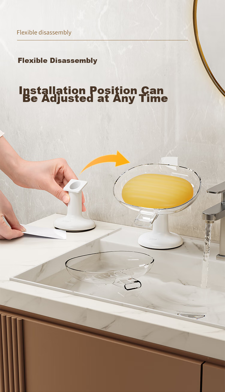 Taili Suction Cup Soap Dish with Drainage, No Drilling Required, Bathroom TPE Material Strong Adhesion Storage Holder 5