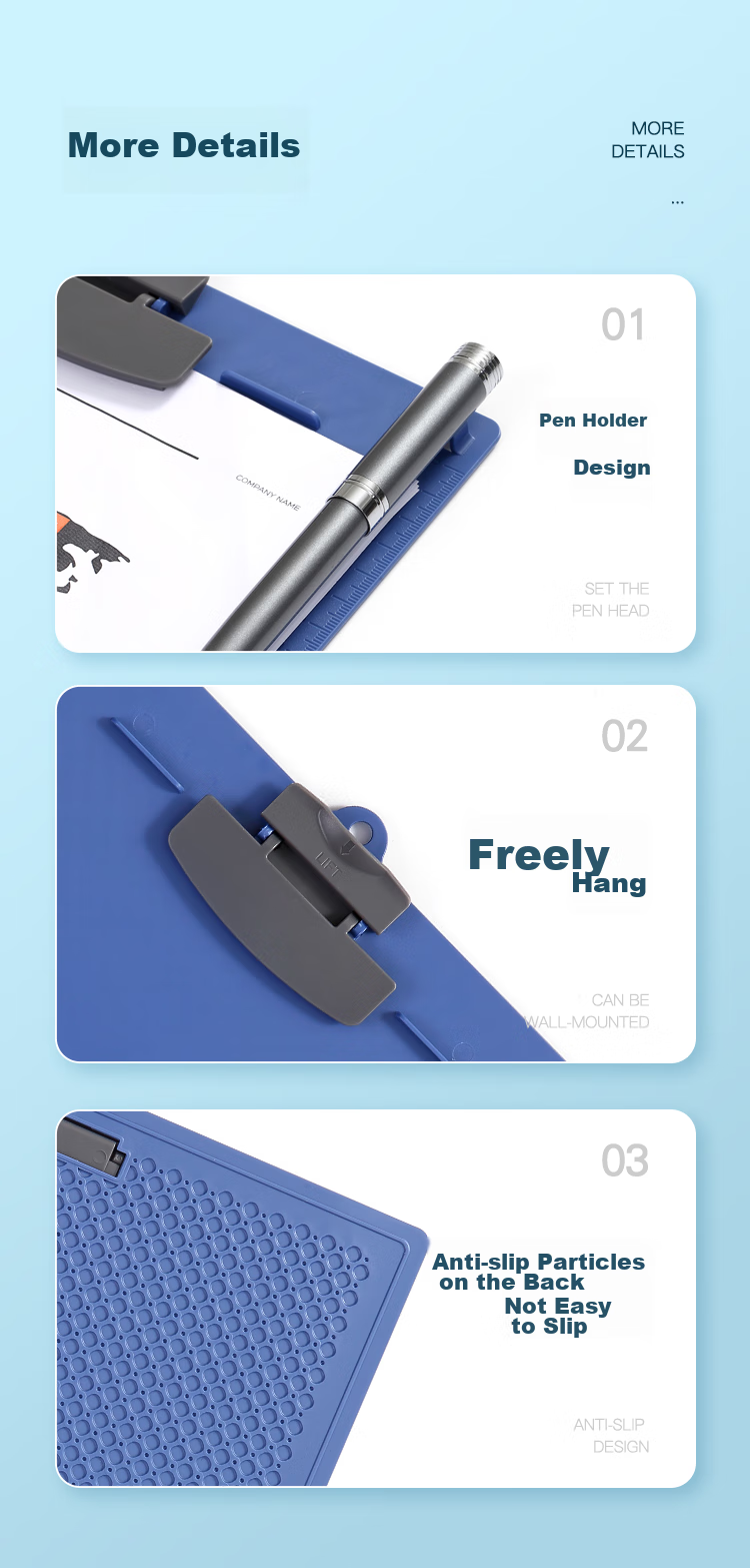 COMIX A4 Clipboard, All-Plastic Strong Clip, A4 Large Capacity, Plastic Anti-Pinch Handle, Can Hold 50 Sheets, Suitable for Workshops And Schools 6