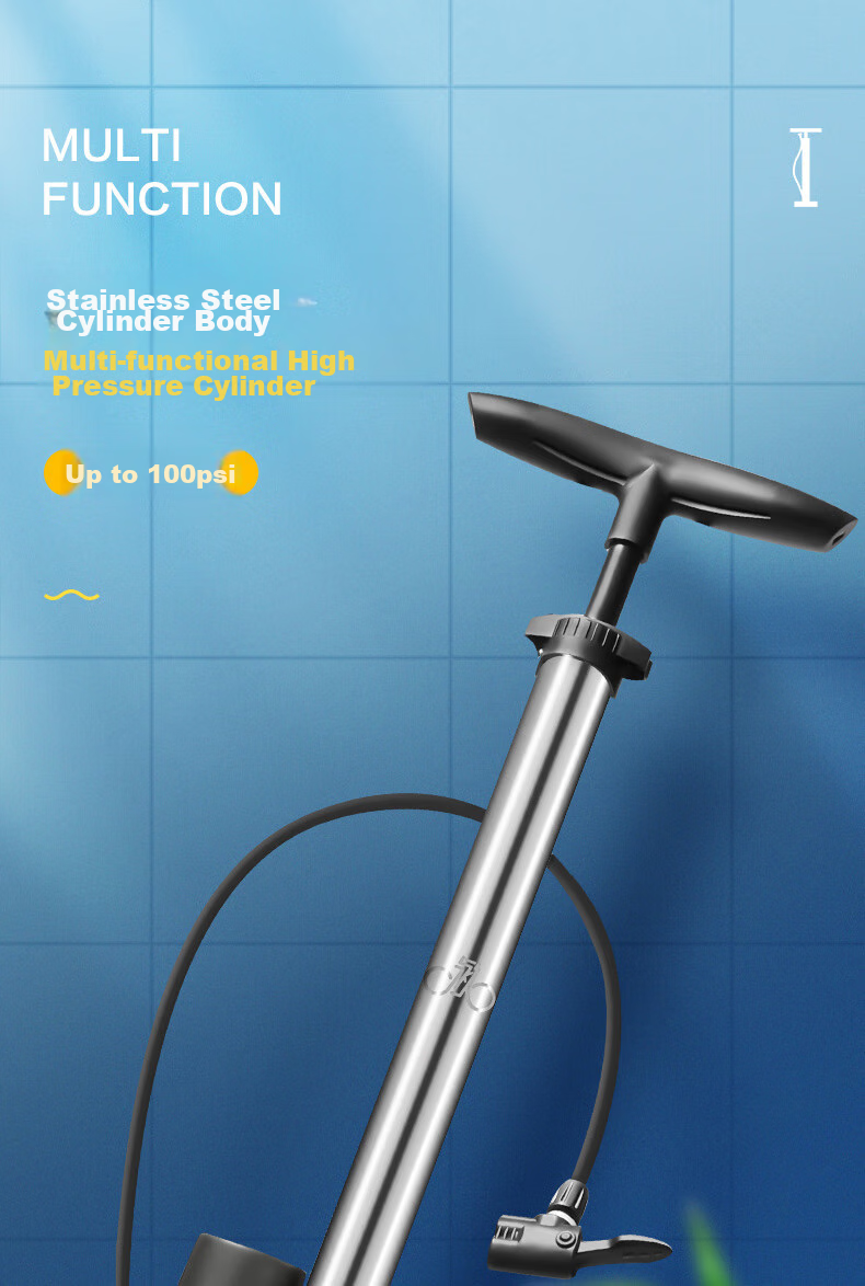 FOREVER Bicycle Pump, Suitable for Basketball, Electric Bikes, Motorcycles, Universal Stainless Steel High-Pressure Pump with Pressure Gauge And Air Hose 1