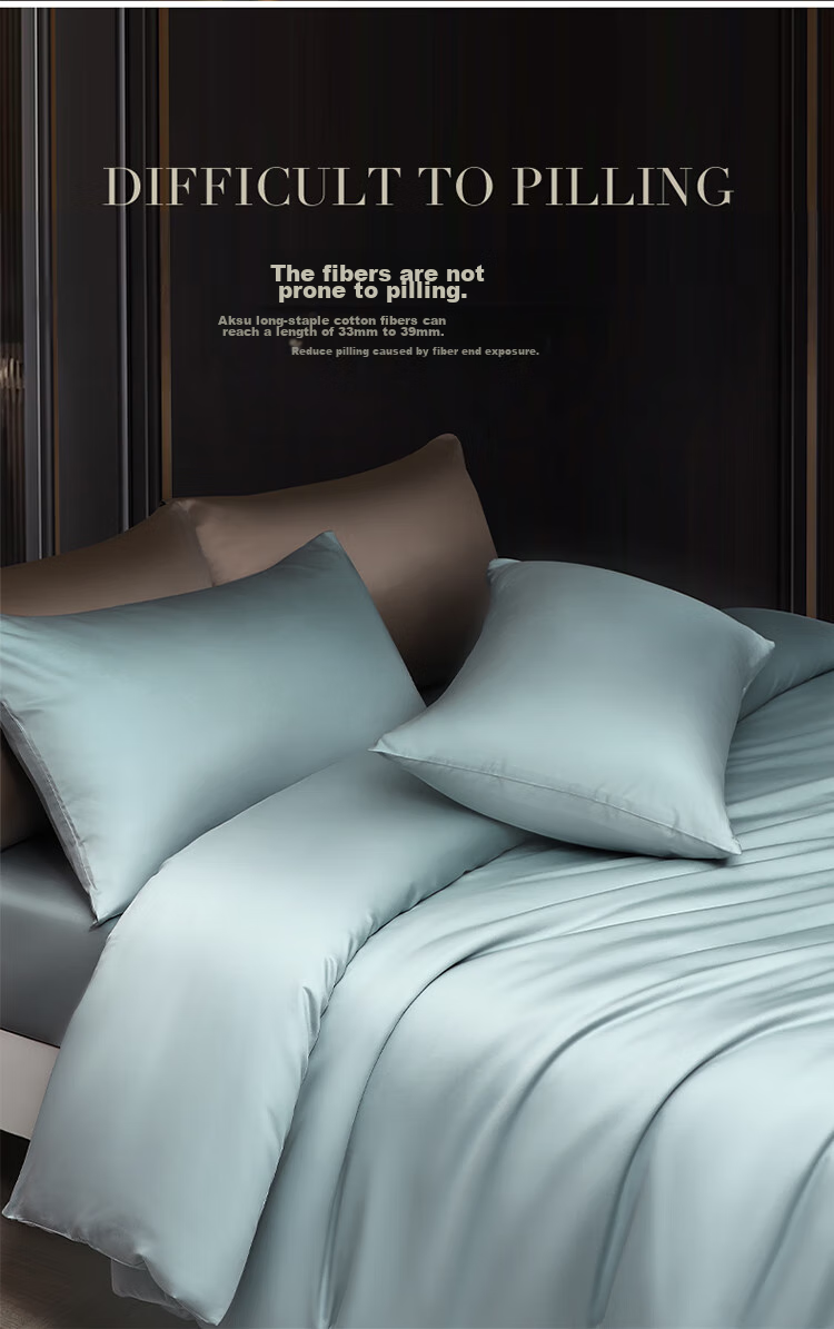 Bravo Fuanna Luxury 60S Tencel Fitted Sheet Four-Piece Set Cotton Bed Sheet Duvet Cover Double 230*229cm 6