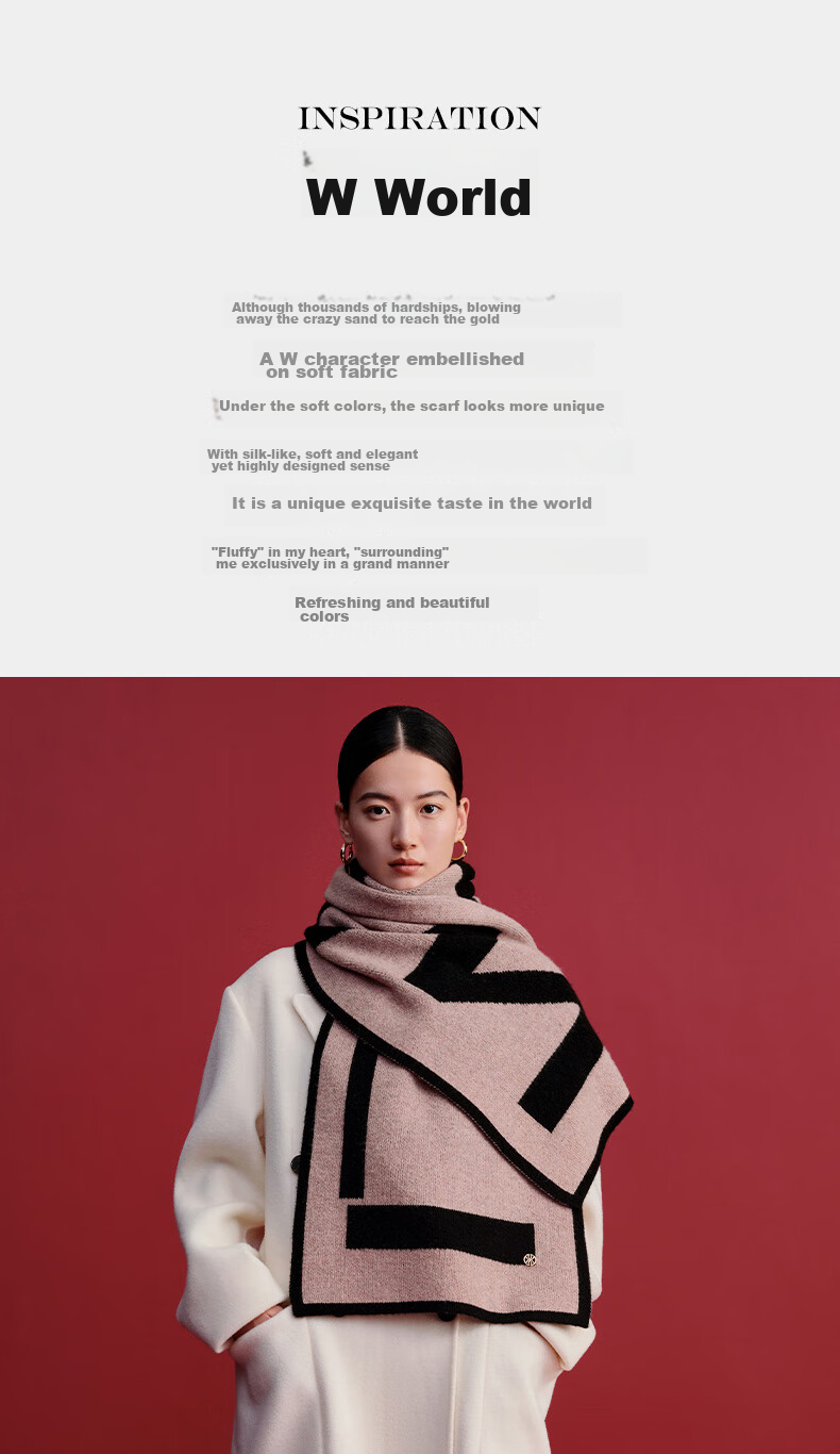 Wanshili WENSLI Pure Wool Scarf for Women, Winter Style Neck Warmer, Birthday Gift for Girlfriend, Gift Box Set, W Dajie World 4