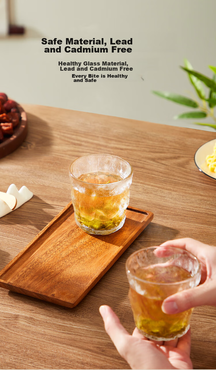JD Original Glass Cups, Thickened Glacier Tea Infuser Coffee Milk Cups, Stylish Design, 250ml Capacity, Set of Two 6