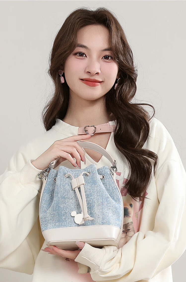 Disney Classic Mickey Women's Shoulder Crossbody Denim Bag Gift Box Dark Denim Mickey Flap Bag 5