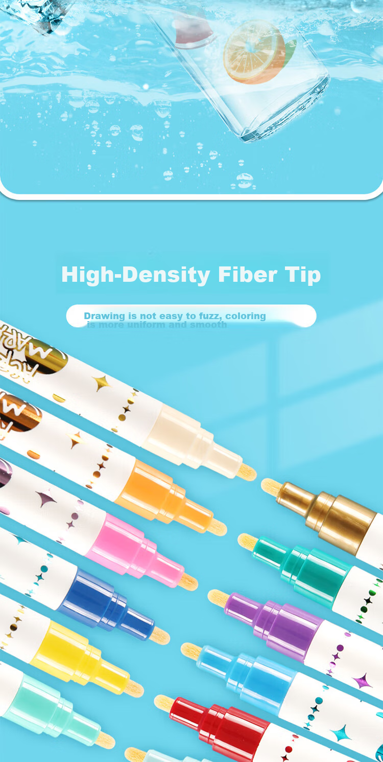 M&G 12-Color Acrylic Markers, Round Barrel, High-Density Fiber Tip, Push-Out Ink, Children's Doodle Pens, Single Box APMT8017 Watercolor Pens for Art Educatio 4