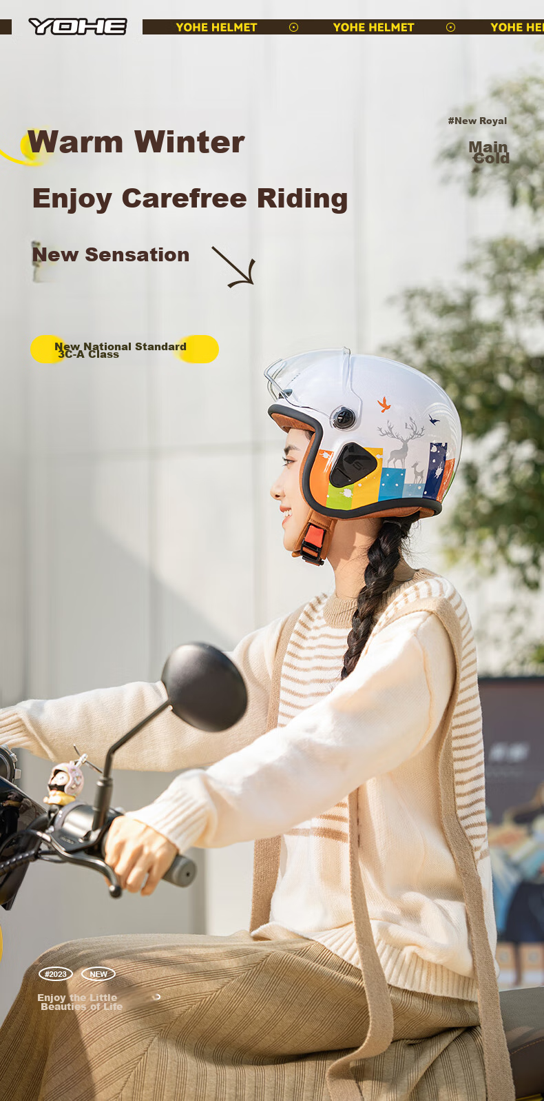 YOHE Motorcycle Helmet for Men And Women, Electric Scooter New National Standard 3C Certified Half Helmet Spring Riding Electric Bike Safety Helmet Y50 Short Visor 1