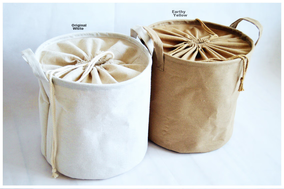 Yuanben Cotton Linen Fabric Laundry Hamper, Foldable Large-Size Dirty Clothes Basket, Ins Storage Bin, Open-Top Storage Basket 12