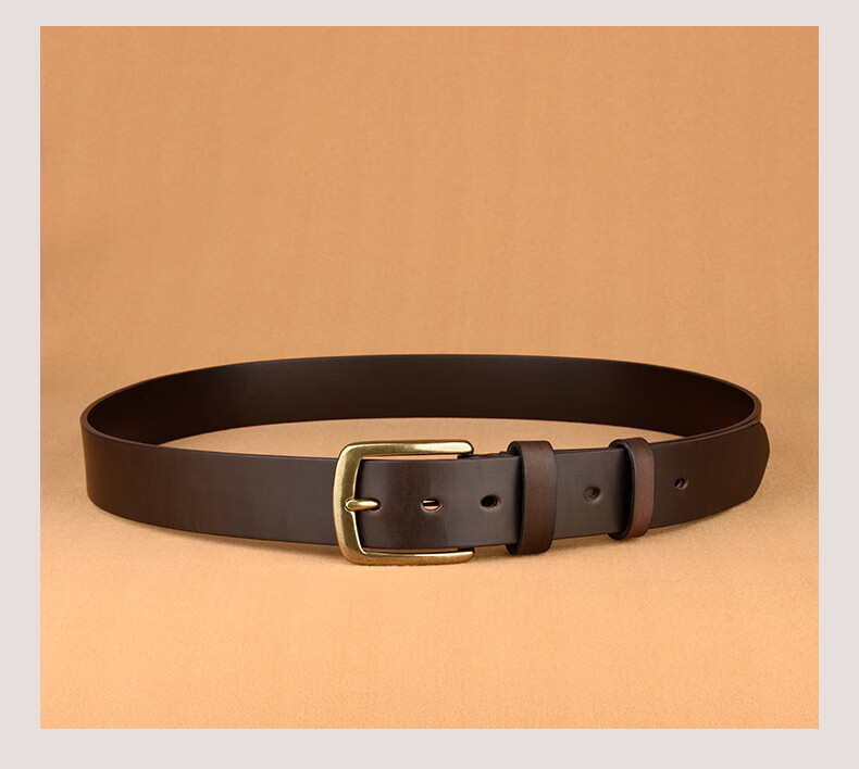 JEEP SPIRIT Men's Business Belt with Brass Buckle, Vintage Top-Grain Leather, Belt Loops, Waistband, Trouser Belt, Father's Day Gift for Dad 19