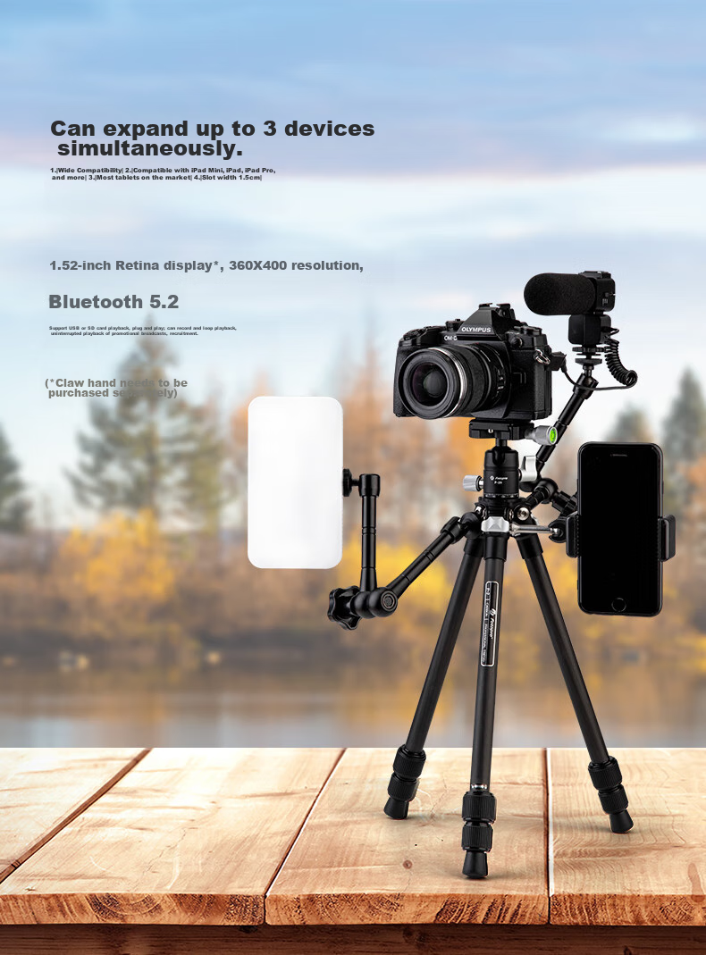 Fotopro P-2+P Carbon Fiber Lightweight Photography And Videography Tripod, Live Streaming Stand, O.49KG/5KG 7