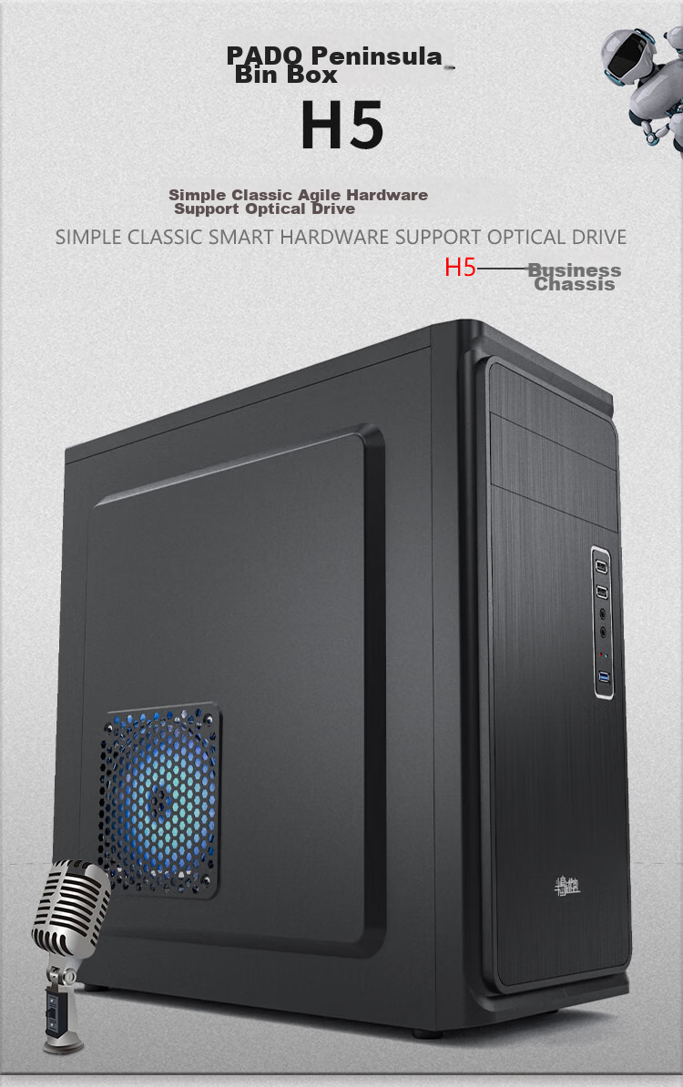 PADO N4 Black MATX Case, 240mm Water Cooling Support, Desktop Portable Handheld Computer Tower Case, Mini Side-Transparent Glass, Supports Graphics Card Length up to 360mm 1
