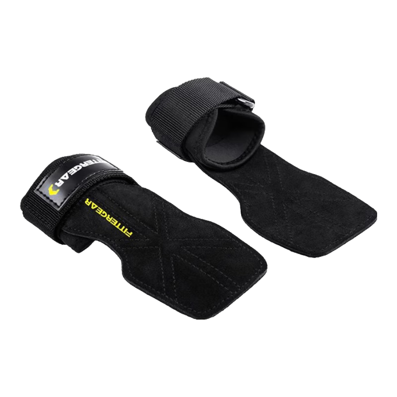 FITTER GEAR Fitness Gloves for Deadlifts And Pull-Ups, Non-Slip Barbell Grip Straps for Men, Black, Size M
