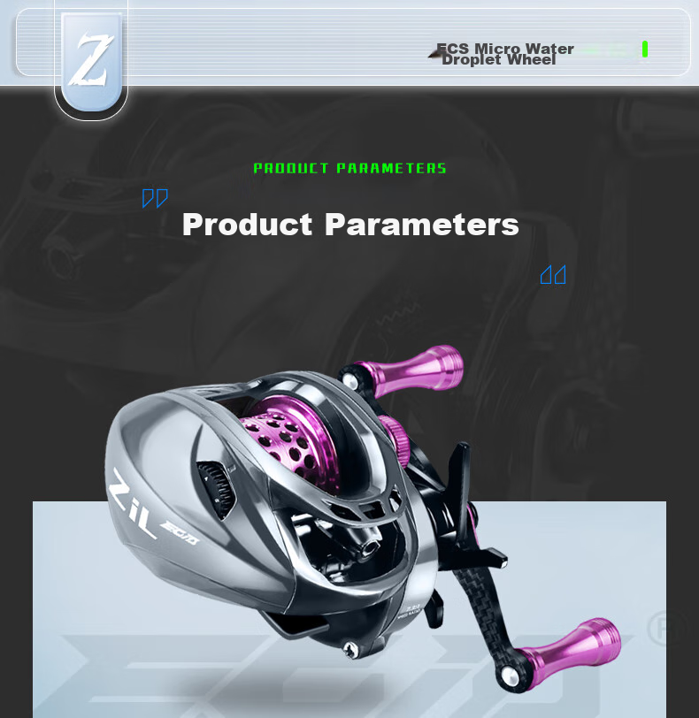 Erciyuan Lure Water Drop Reel, Lightweight Micro-Fishing Line Reel, Long-Distance Casting Magnetic Brake Anti-Explosion Fishing Reel, Purple Dragon, Right-Handed 21