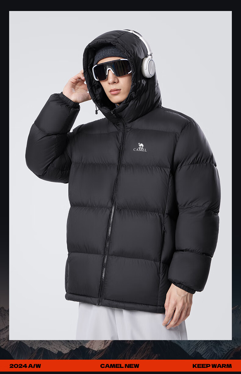 CAMEL Flame Mountain down Jacket for Men And Women, Urban Light Outdoor Thickened Cold-Resistant Puffer Coat Winter Outerwear 27