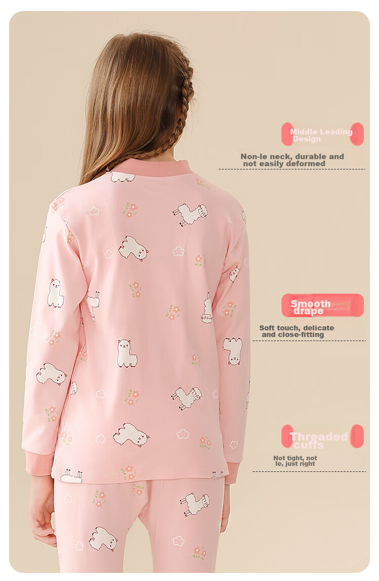 LangSha Children's Thermal Underwear, Girls' Autumn Undershirt, Pure Cotton, for Older Children And Toddlers, Baby Autumn And Winter Pajamas, Single Top, Size 140 8