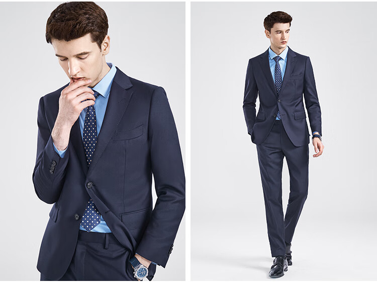 FIRS 100% Pure Wool Slim Fit Suit Professional Formal Business Groom Wedding Suit Men 2