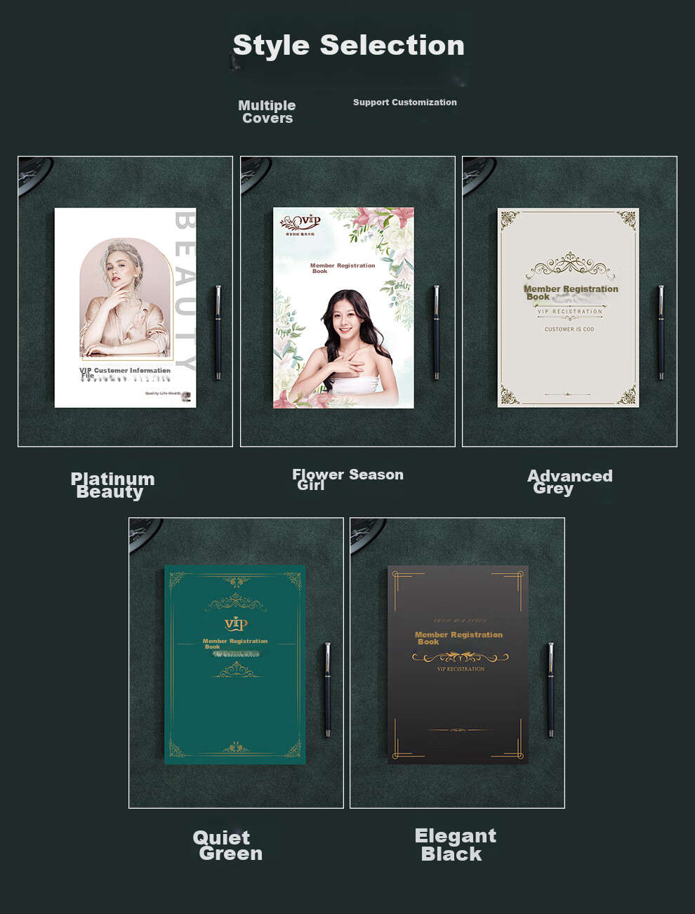 Jiaranheng Member Registration Book, Beauty Salon Customer File A4, Client Management Manual, VIP Information Registration Form, Hair Salon Manicure Eyelash Customer Record Book, Customized, Premium Black Gold 7