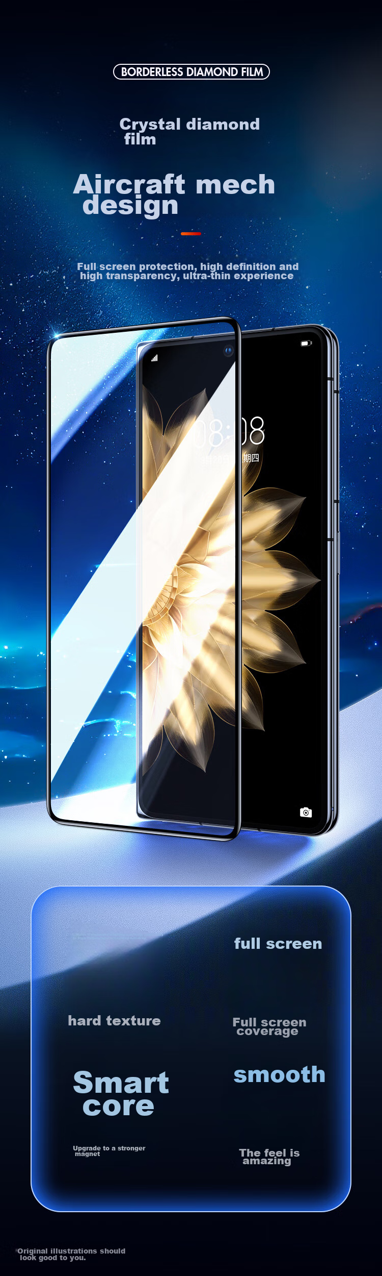 BIAZE Tempered Glass Screen Protector for Honor Magic V2, MagicV2 Outer Screen Film, Foldable Phone Protective Film, Anti-Scratch Wear-Resistant HD Full Screen Glass Protective Front Film JM819 3