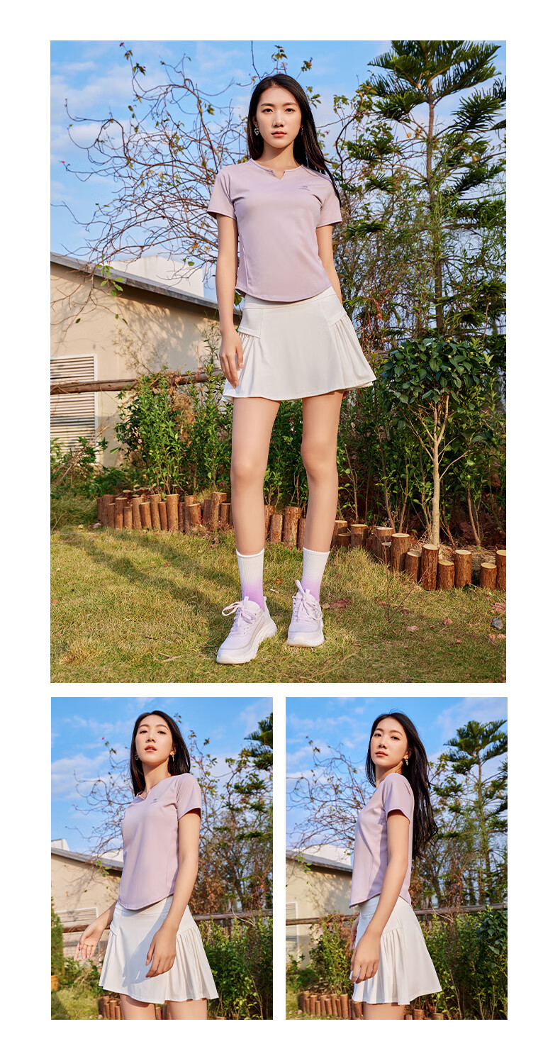 CAMEL Short-Sleeve Skirt Sports Set for Women, Summer New Style Ultra-Thin Quick-Dry T-Shirt, Casual Running Anti-Exposure Sportswear 3